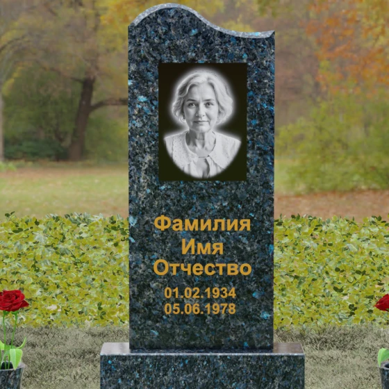 Мемориальная композиция из Гранита с волной, гранит Блю Перл