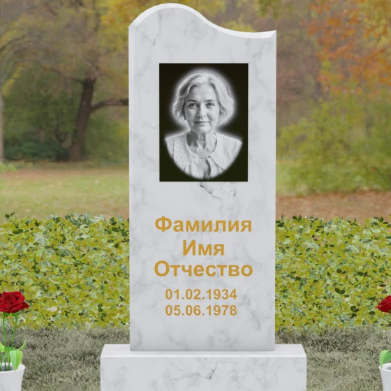 Мемориальная композиция из Гранита с волной, мрамор Тассос