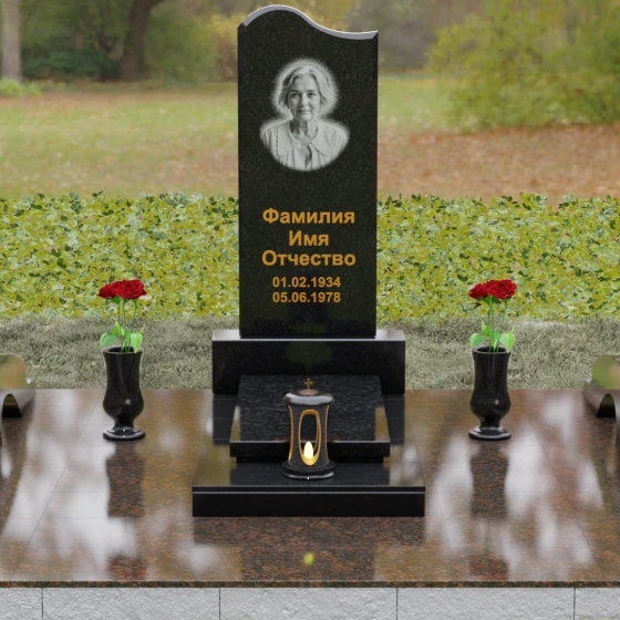 Мемориальная композиция из Гранита с волной, гранит Габбро-диабаз, вид 2
