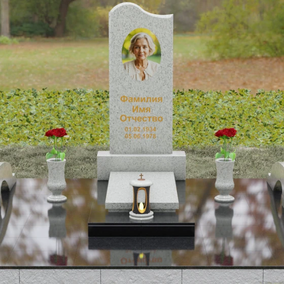 Мемориальная композиция из Гранита с волной, гранит Мансуровский, вид 2