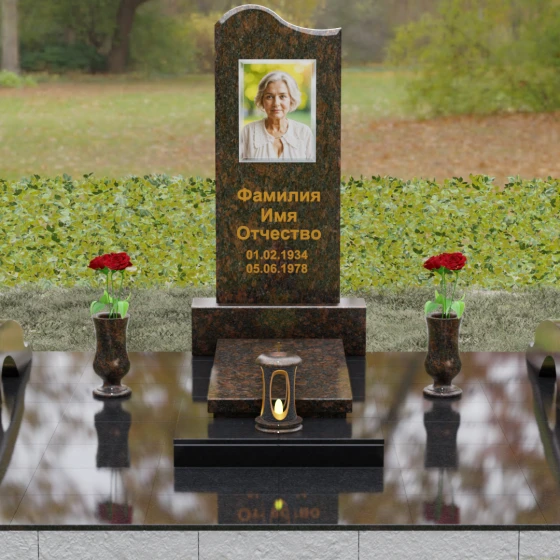 Мемориальная композиция из Гранита с волной, гранит Дымовский, вид 2
