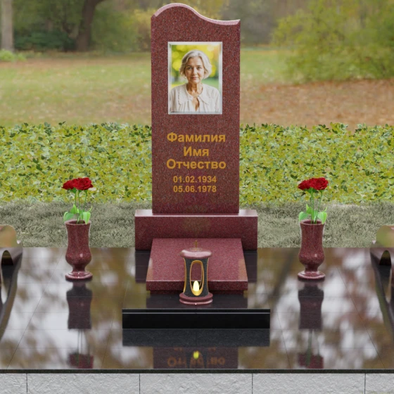 Мемориальная композиция из Гранита с волной, гранит Лезниковский, вид 2