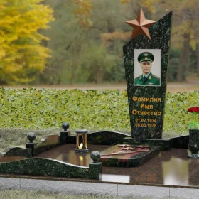 Гранитный монумент со звездой и диагональным срезом - П197