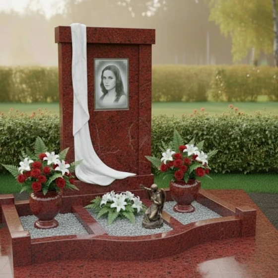 Мемориал с "драпировкой" из гранита, гранит Лезниковский