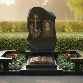 Мемориальный комплекс с крестом и гравировкой – ПН378