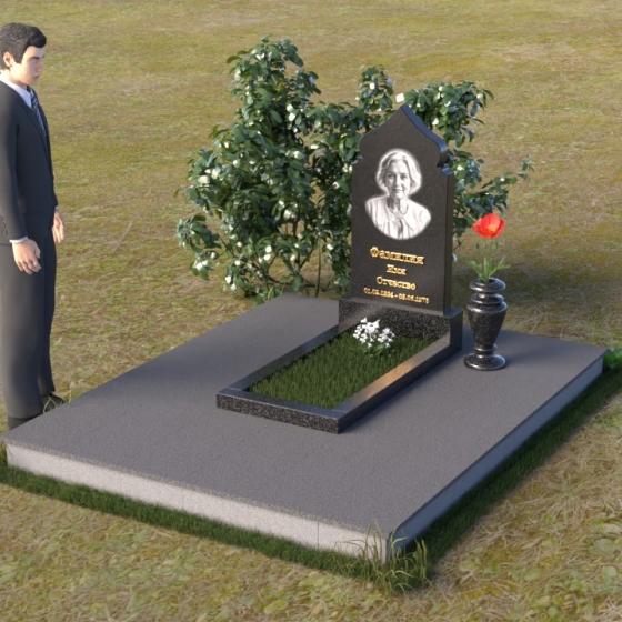 Гранитная стела со скругленным сводом