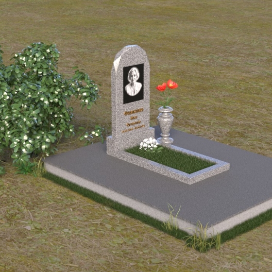 Памятник-волна с золотым тиснением из гранита, гранит Мансуровский, вид 2