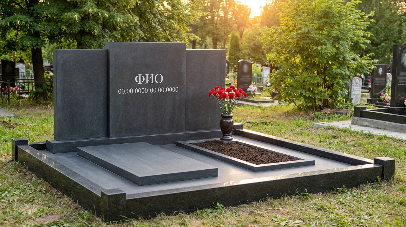 Пример дизайна: Памятник из базальта в форме монолитной глыбы