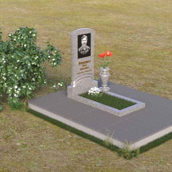 Памятник-волна с изгибом из гранита, гранит Мансуровский, вид 2