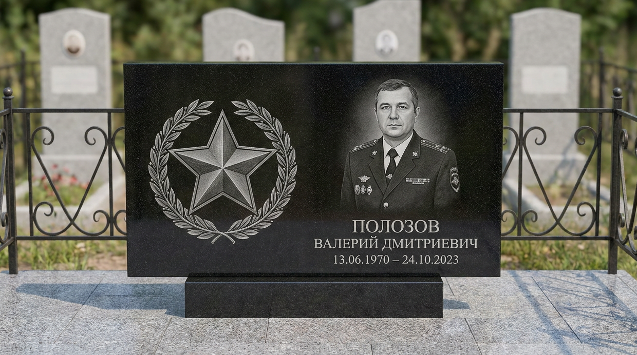 Пример дизайна: Памятник полицейскому — горизонтальная стела со звездой