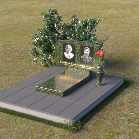 Фигурный памятник-волна из гранита, гранит Балтик грин