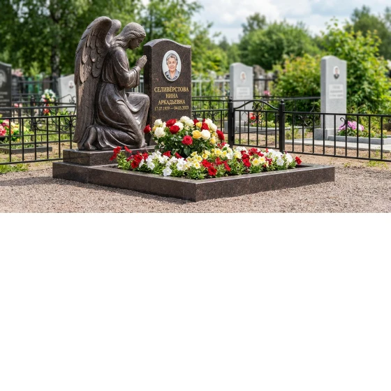 Памятник с коленопреклонённым ангелом из дымовского гранита