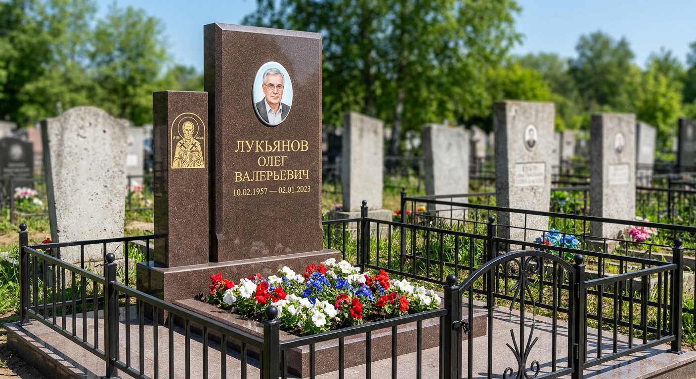 Пример дизайна: Памятник с иконой и портретом из дымовского гранита