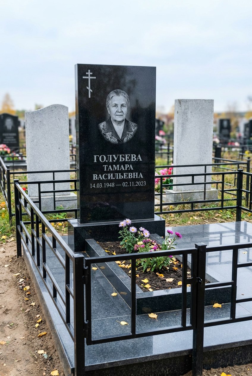 Пример дизайна: Гранитный памятник с крестом — фото и цена