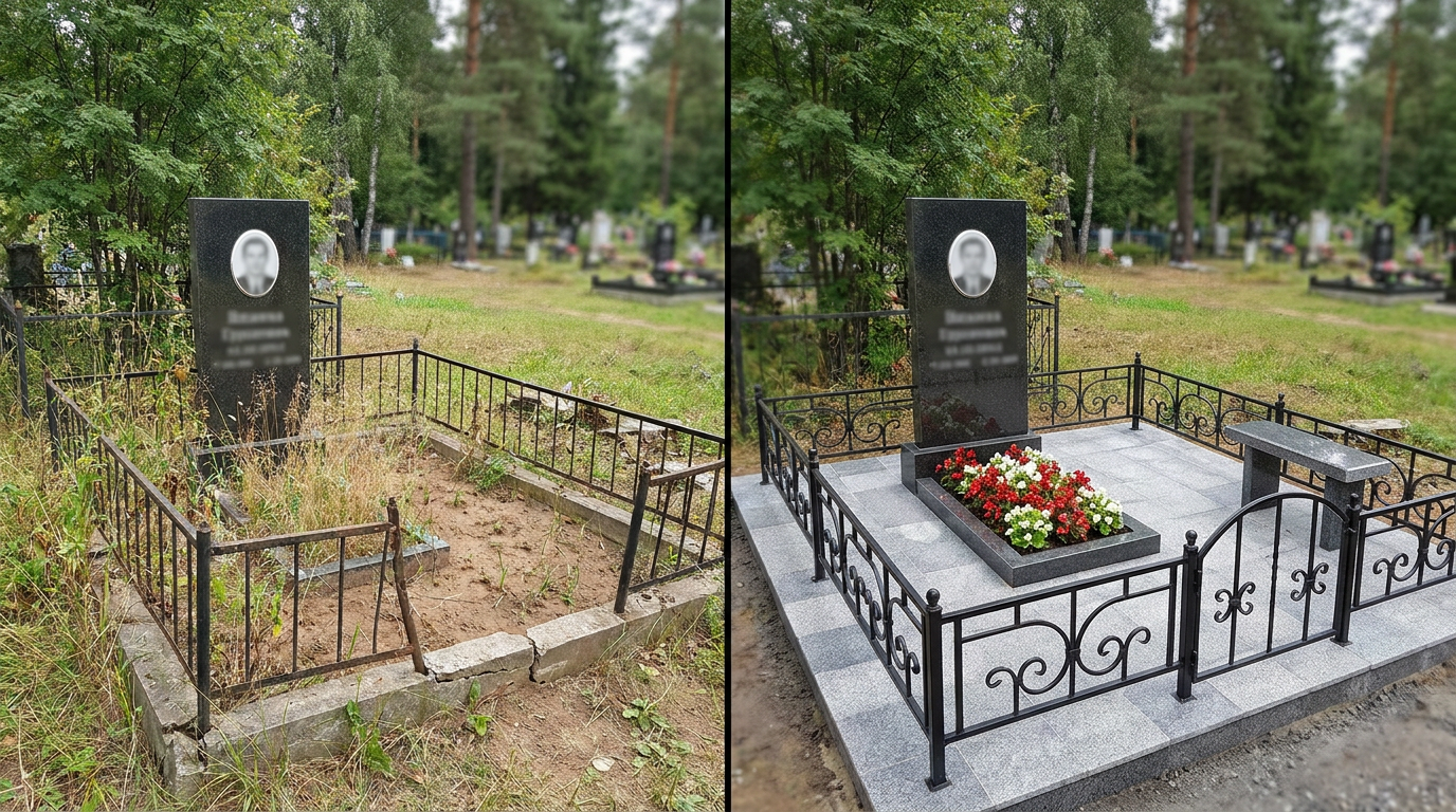 Благоустройство могилы в Москве — пример 1