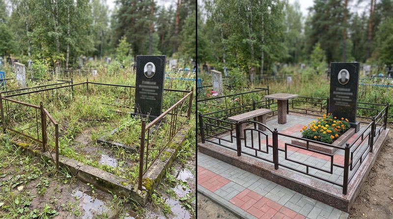 Благоустройство могилы в Москве — пример 2