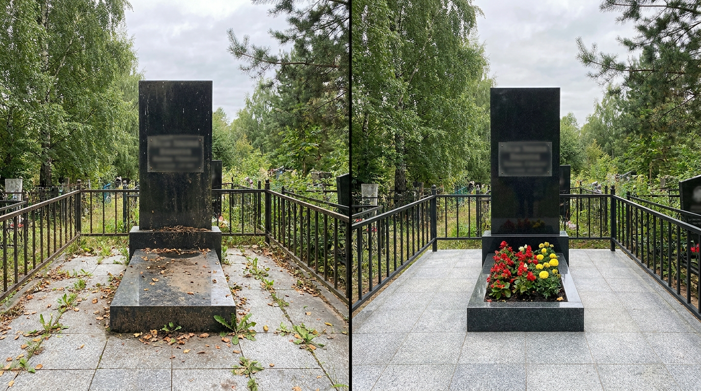 Уборка могилы в Москве — пример 2